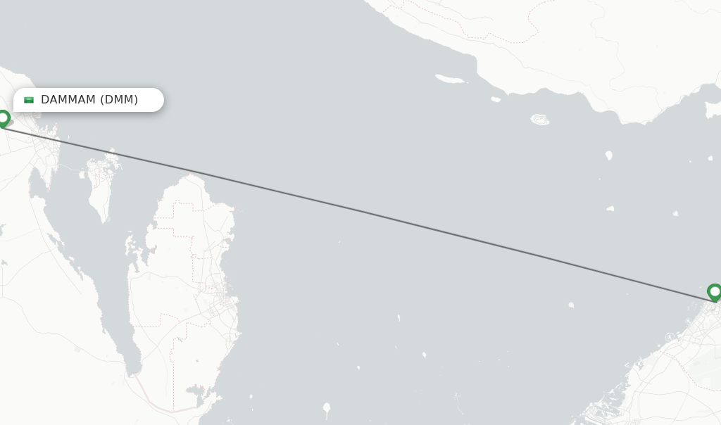 Flights from Dammam to Dubai route map