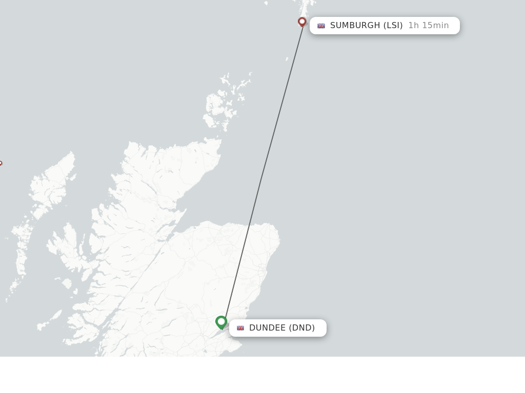 Flights from Dundee to Shetland Islands route map