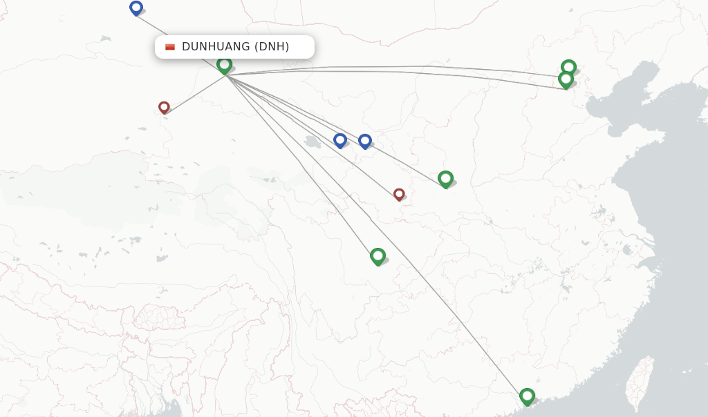 Flights from Dunhuang to Jinchang route map