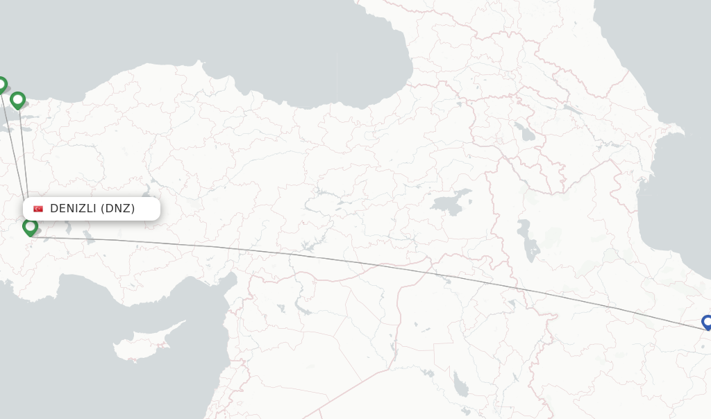 Denizli flight map