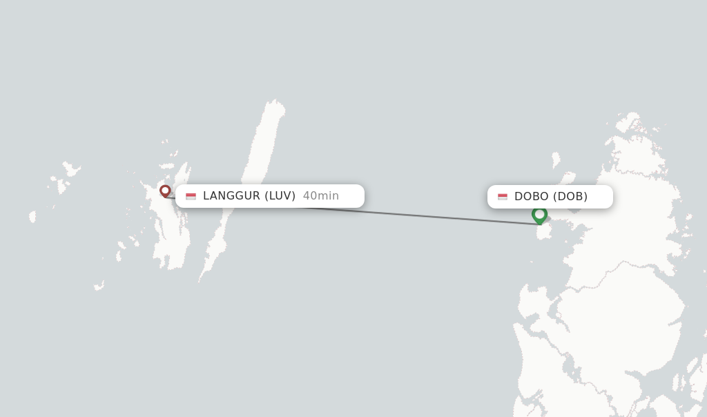 Flights from Dobo to Langgur route map