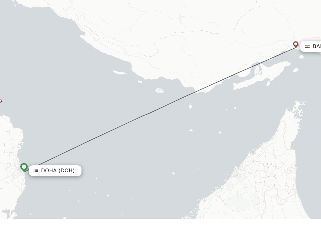 Flights from Doha to Bandar Abbas route map