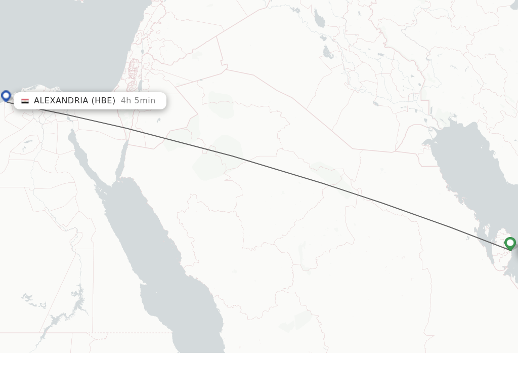 Flights from Doha to Alexandria route map