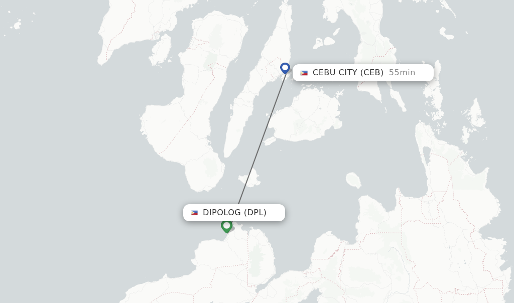Flights from Dipolog to Cebu City route map