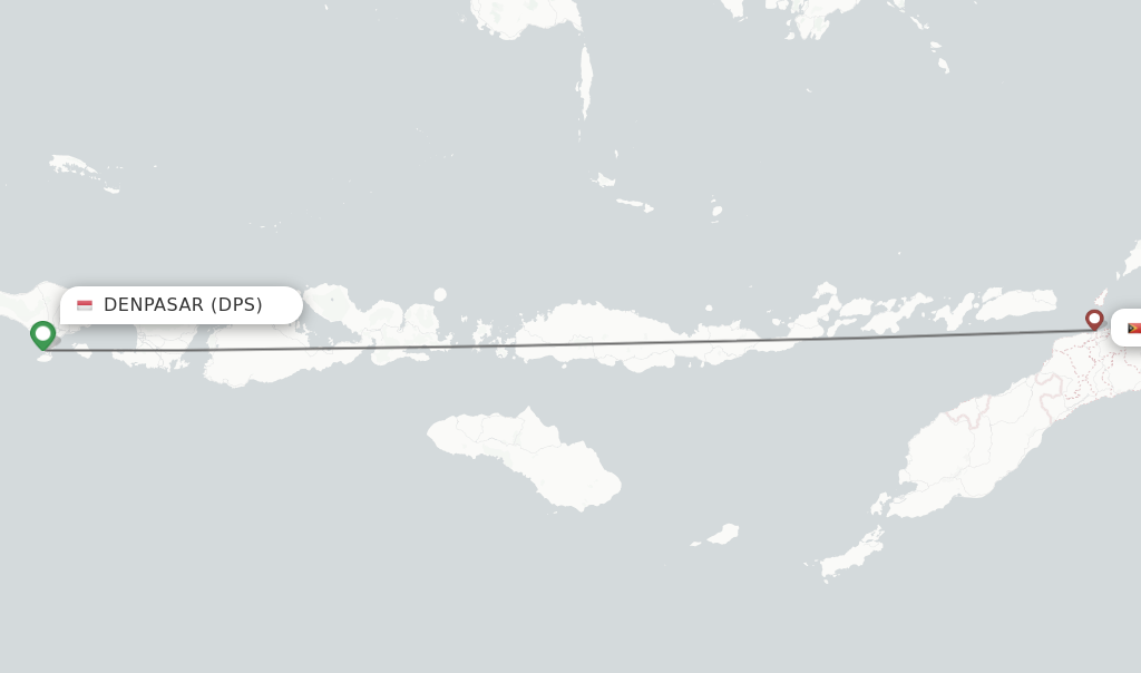 Flights from Denpasar to Dili route map