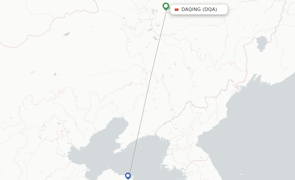 Route map with flights from Daqing with Chengdu Airlines