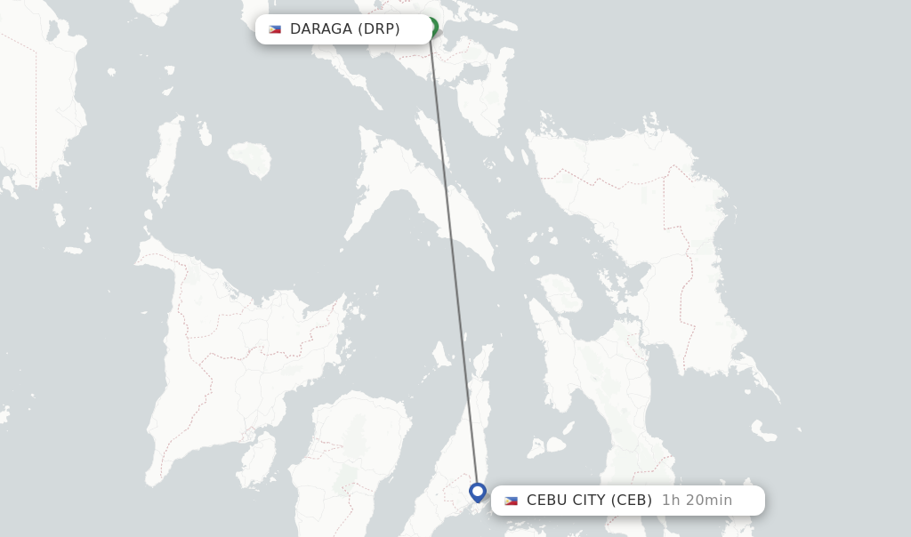 Flights from Cebu City to Daraga route map