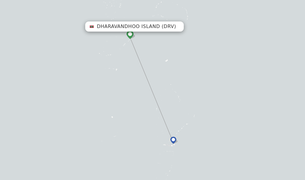 Route map with flights from Dharavandhoo Island with Maldivian