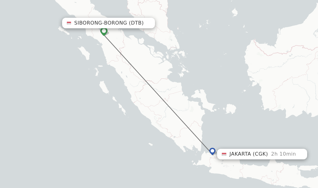 Flights from Siborong-Borong to Jakarta route map