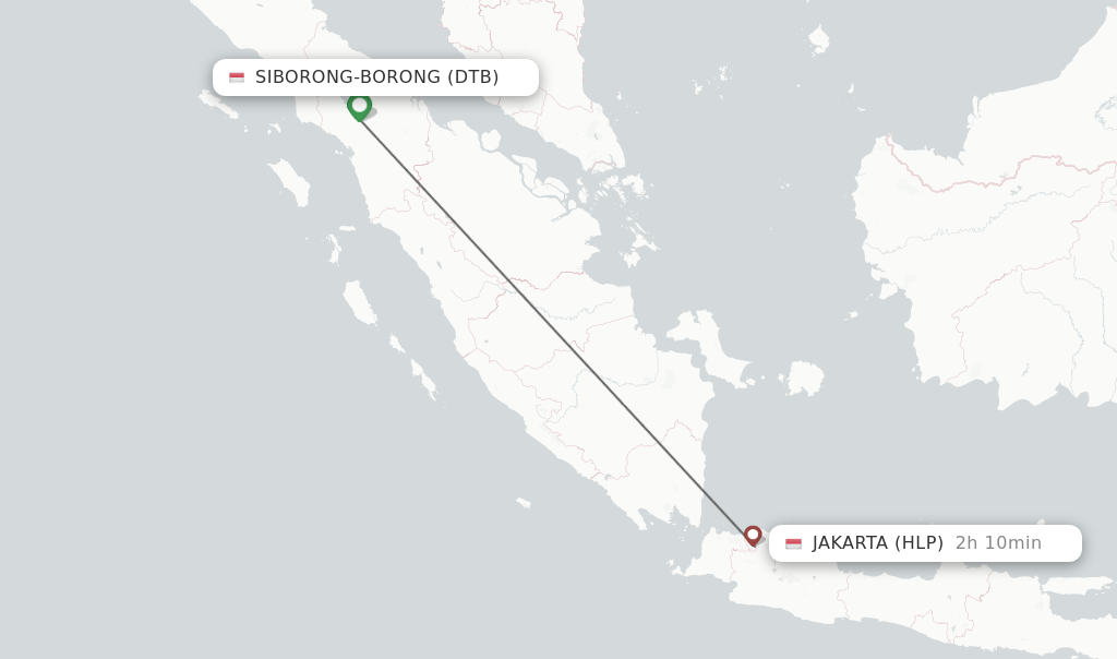 Flights from Siborong-Borong to Jakarta route map