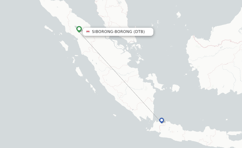 Route map with flights from Siborong-Borong with Indonesia AirAsia