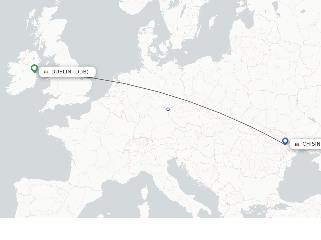 Flights from Dublin to Chisinau route map