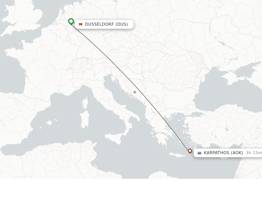 Flights from Dusseldorf to Karpathos route map