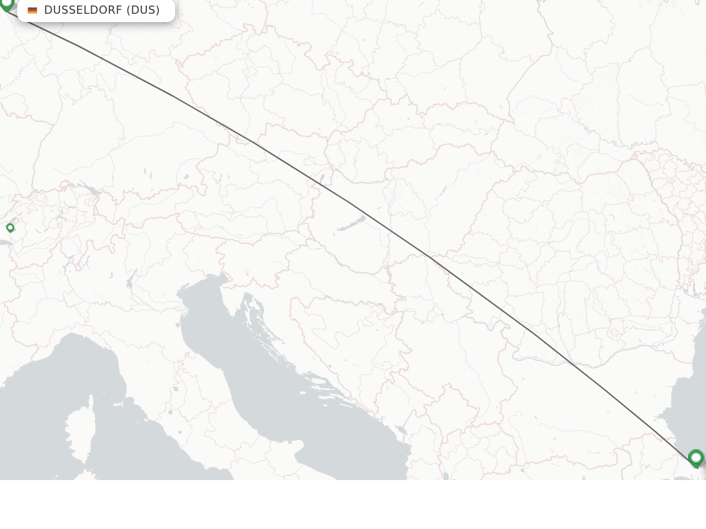 Flights from Dusseldorf to Istanbul route map