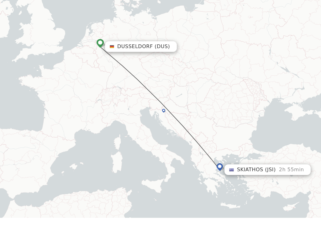 Flights from Dusseldorf to Skiathos route map