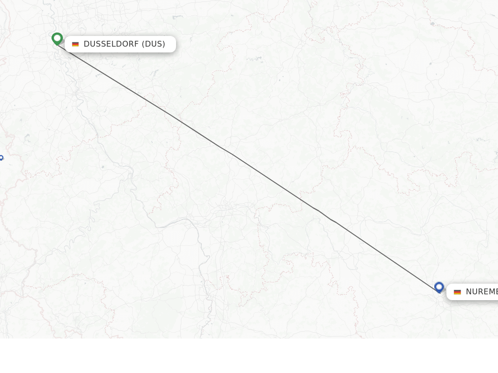 Flights from Dusseldorf to Nuremberg route map