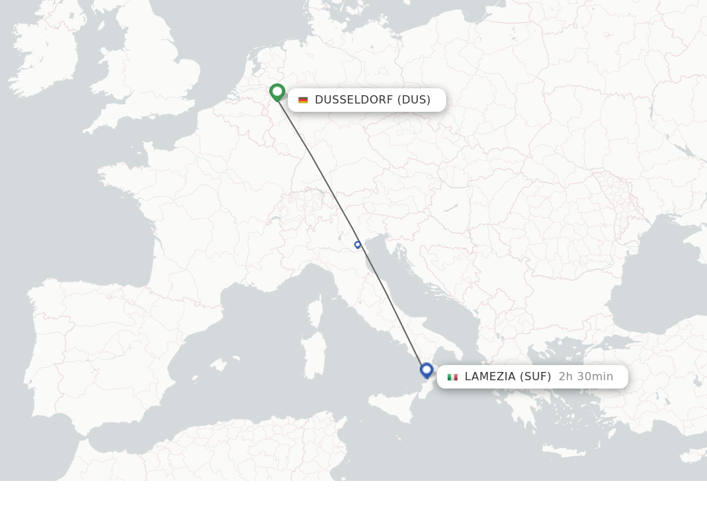 Flights from Dusseldorf to Lamezia-Terme route map