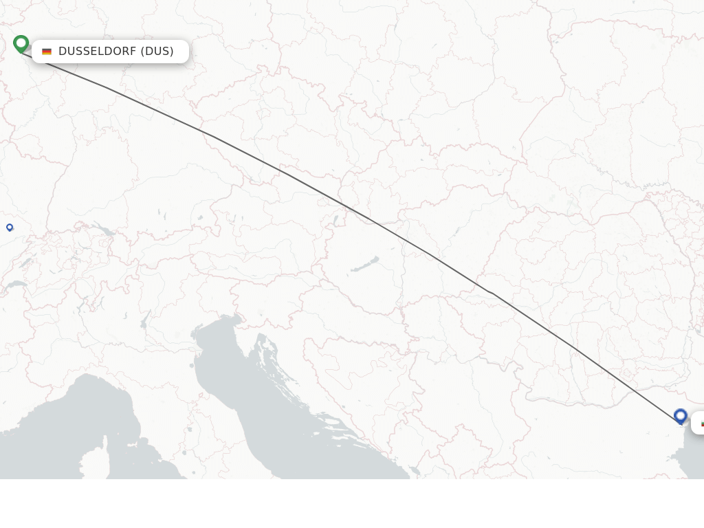 Flights from Dusseldorf to Varna route map