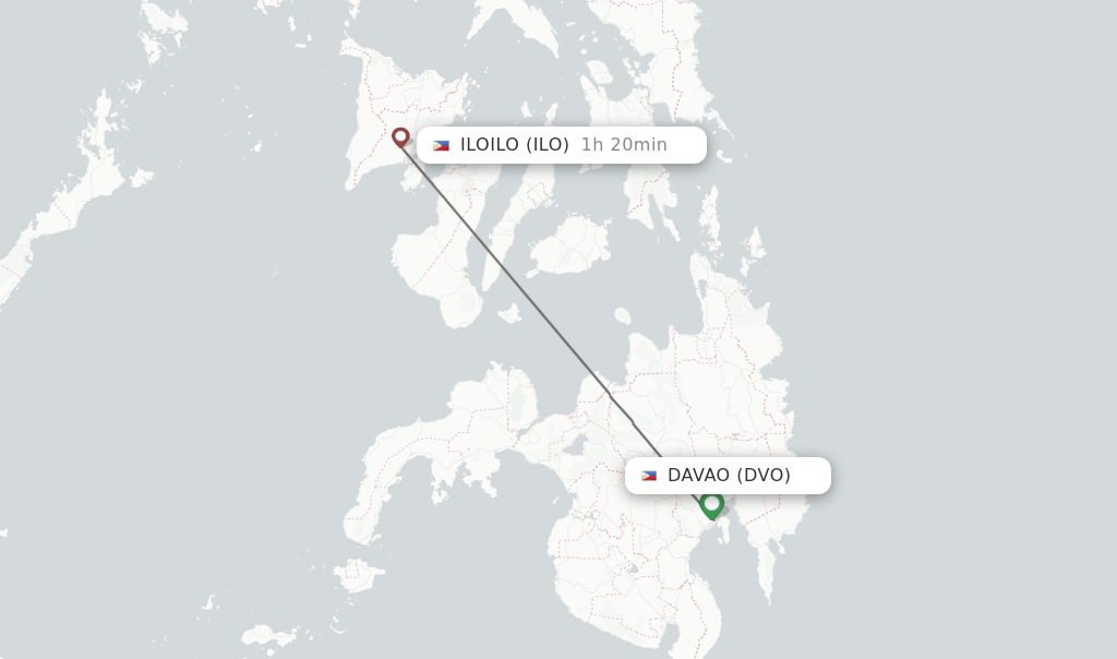 Flights from Davao to Iloilo route map