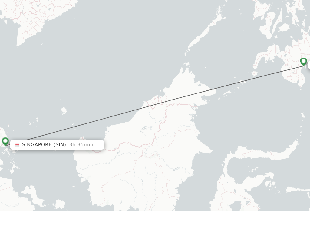 Flights from Davao to Singapore route map