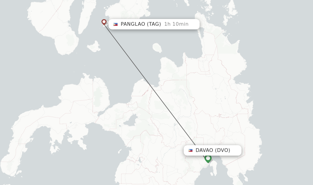 Flights from Davao to Panglao route map