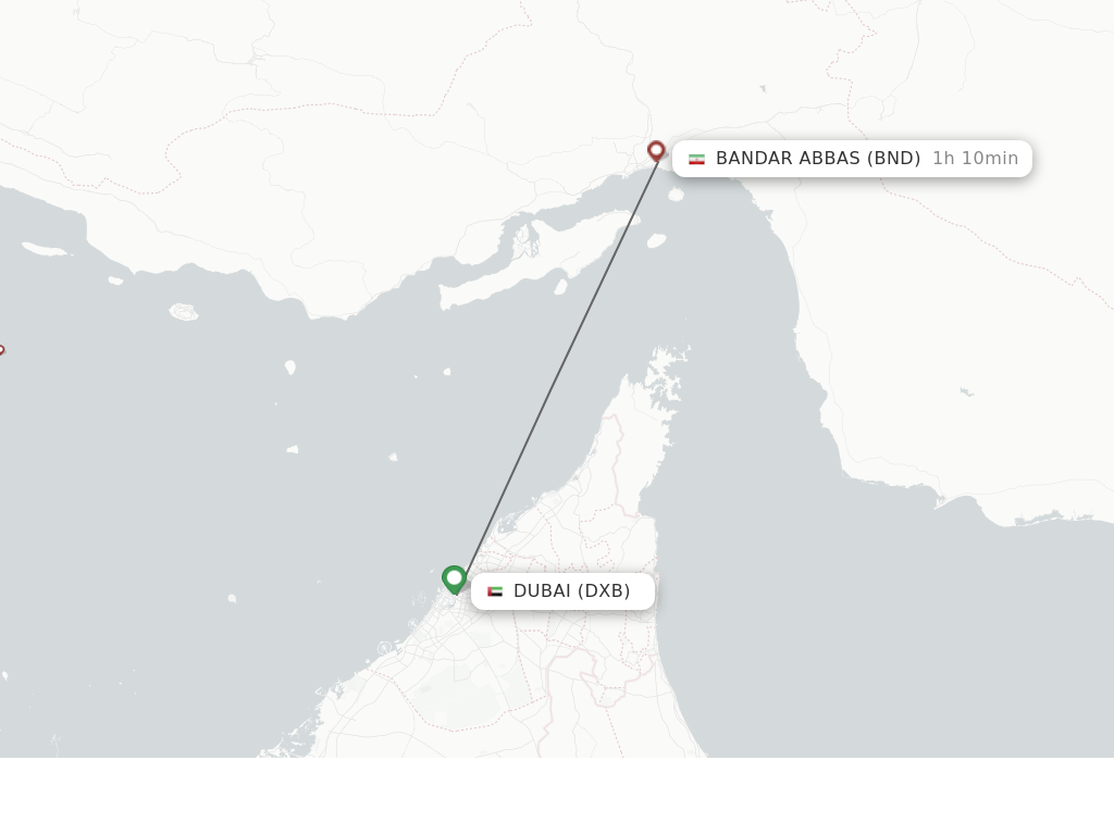 Flights from Dubai to Bandar Abbas route map