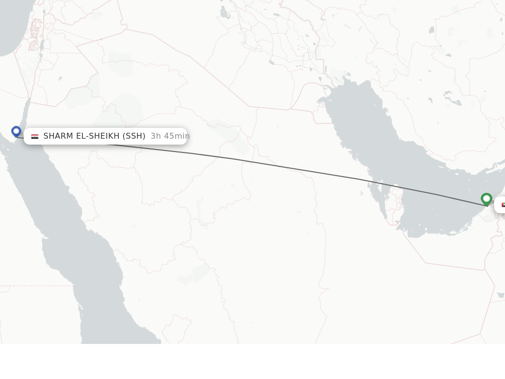 Flights from Dubai to Sharm el Sheikh route map
