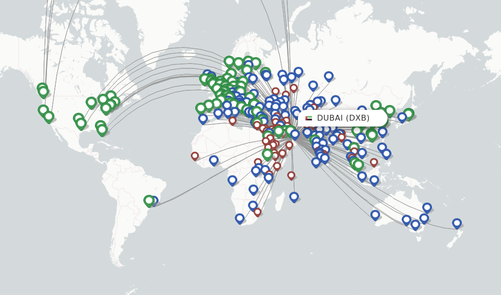 Dubai flight map