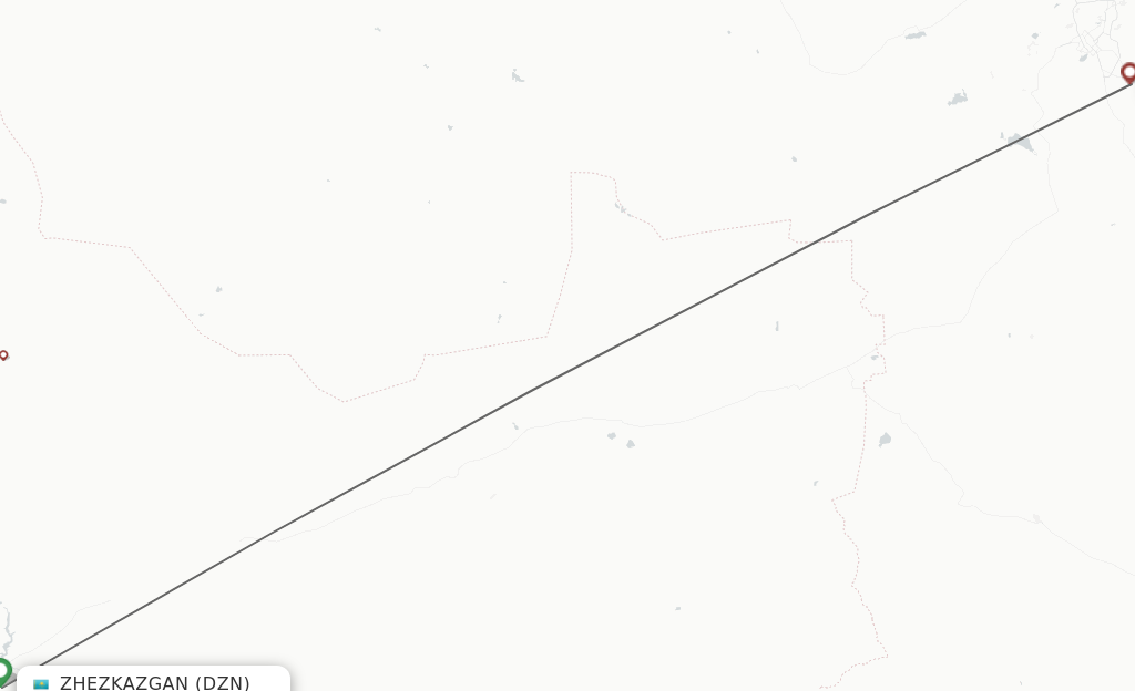 Flights from Zhezkazgan to Karaganda route map