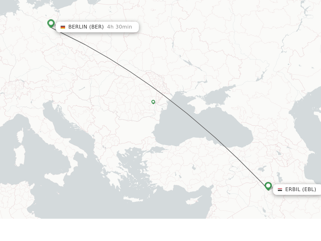 Flights from Erbil to Berlin route map