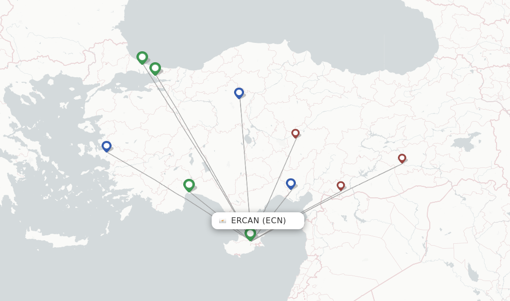 Ercan flight map