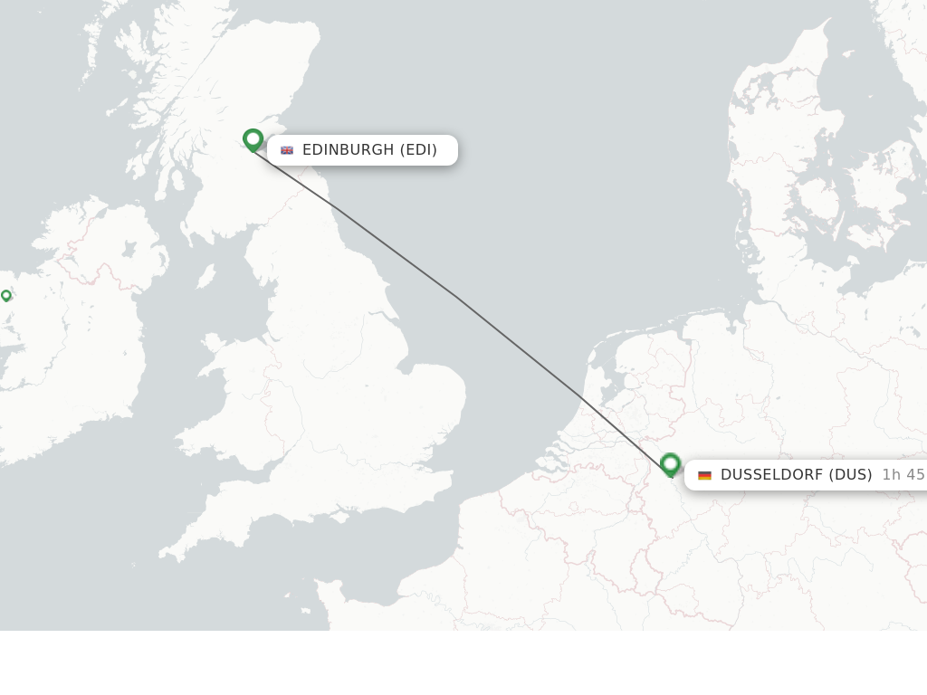 Flights from Edinburgh to Dusseldorf route map