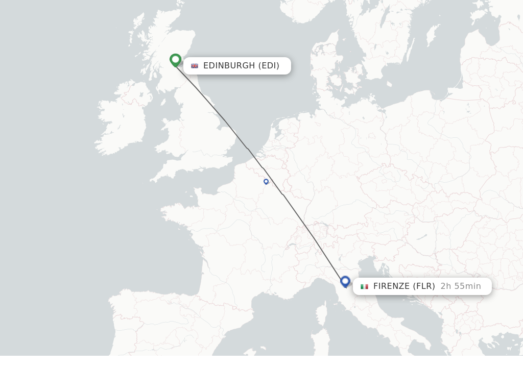 Flights from Edinburgh to Florence route map