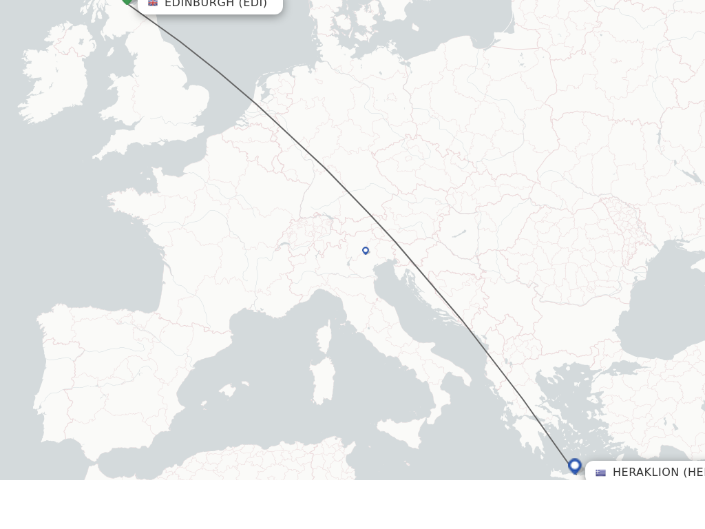 Flights from Edinburgh to Heraklion route map