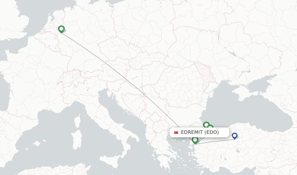 Flights from Edremit to Stuttgart route map