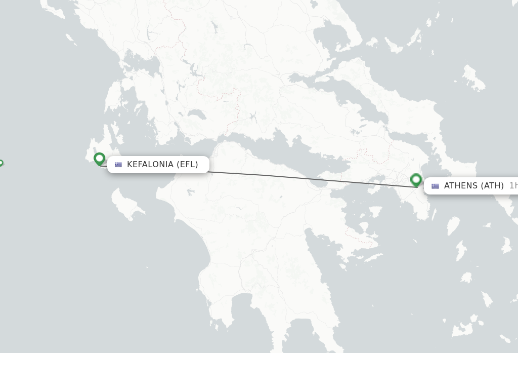 Flights from Kefallinia to Athens route map
