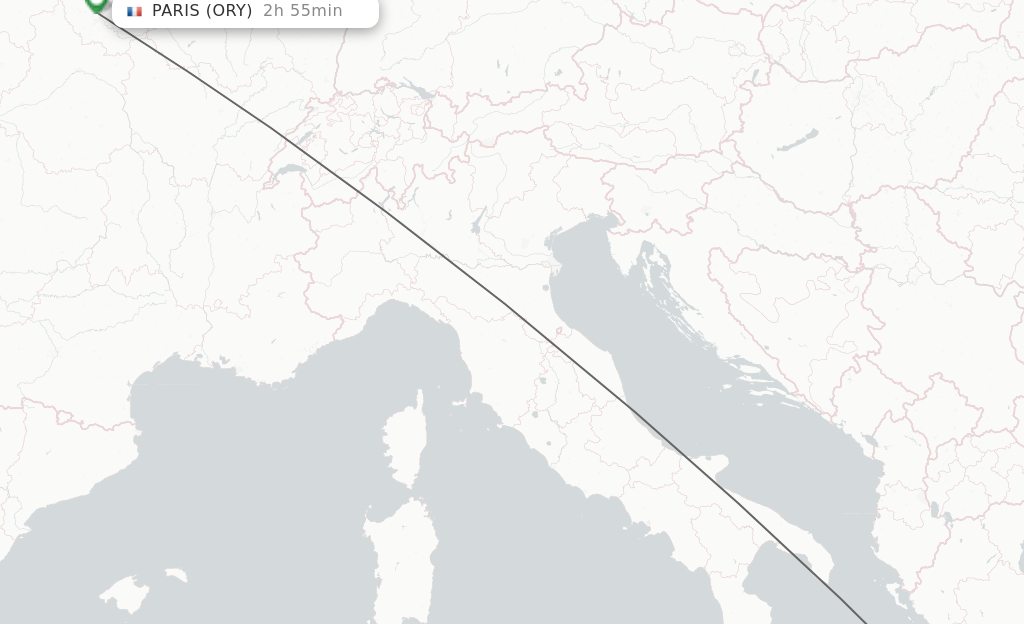 Flights from Kefallinia to Paris route map