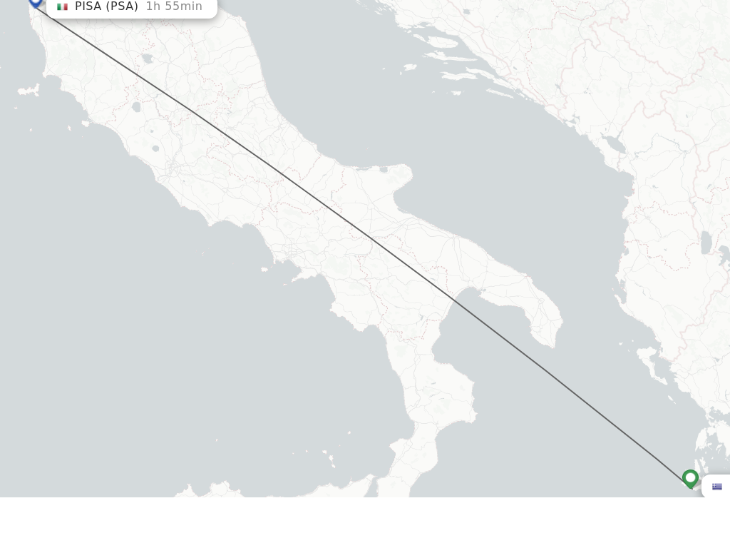 Flights from Kefallinia to Pisa route map