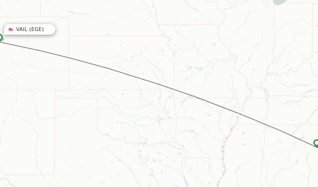 Flights from Vail to Atlanta route map