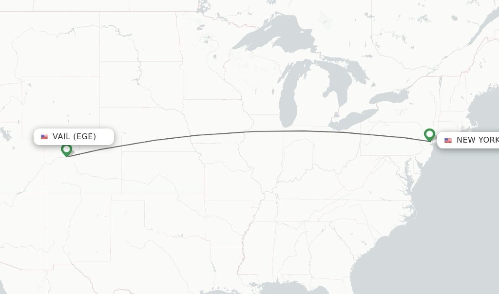 Flights from Vail to New York route map