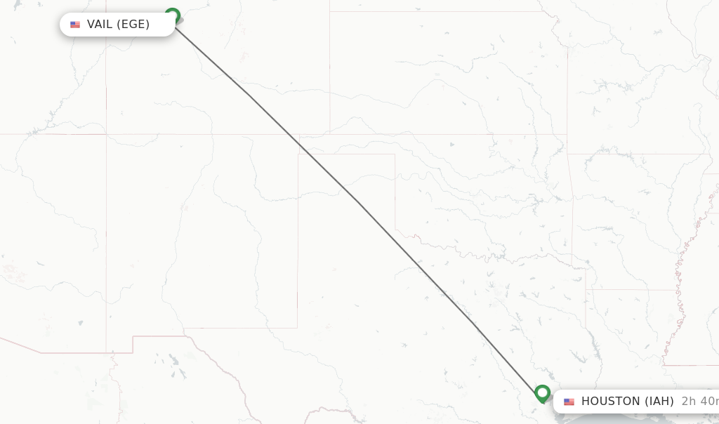Flights from Vail to Houston route map