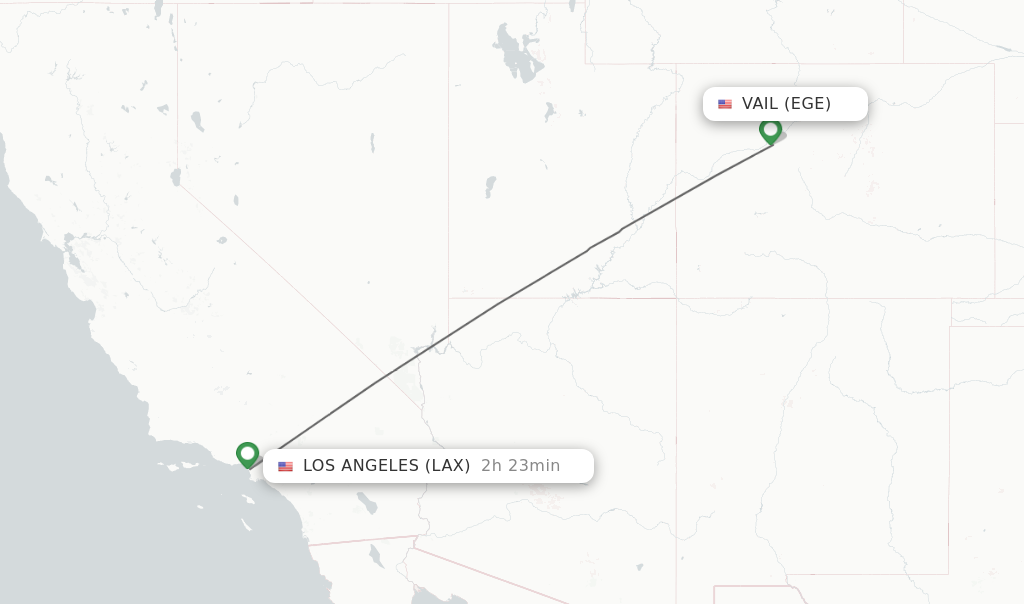 Flights from Vail to Los Angeles route map