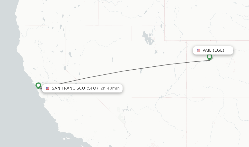 Flights from Vail to San Francisco route map