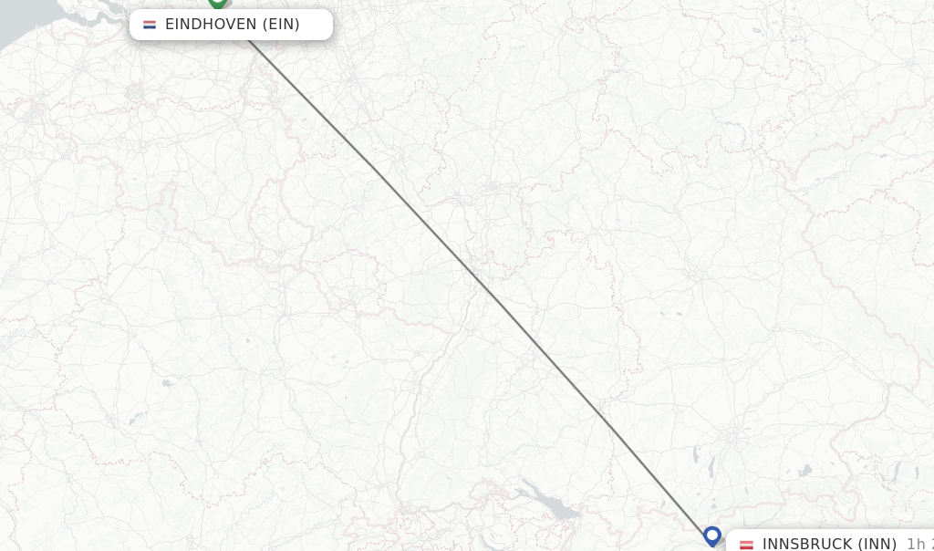 Flights from Eindhoven to Innsbruck route map