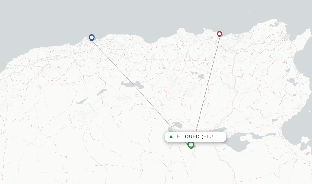 Route map with flights from El Oued with Tassili Airlines