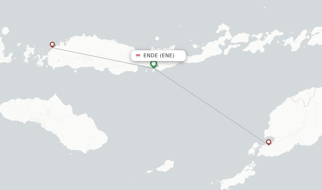 Route map with flights from Ende with Wings Air
