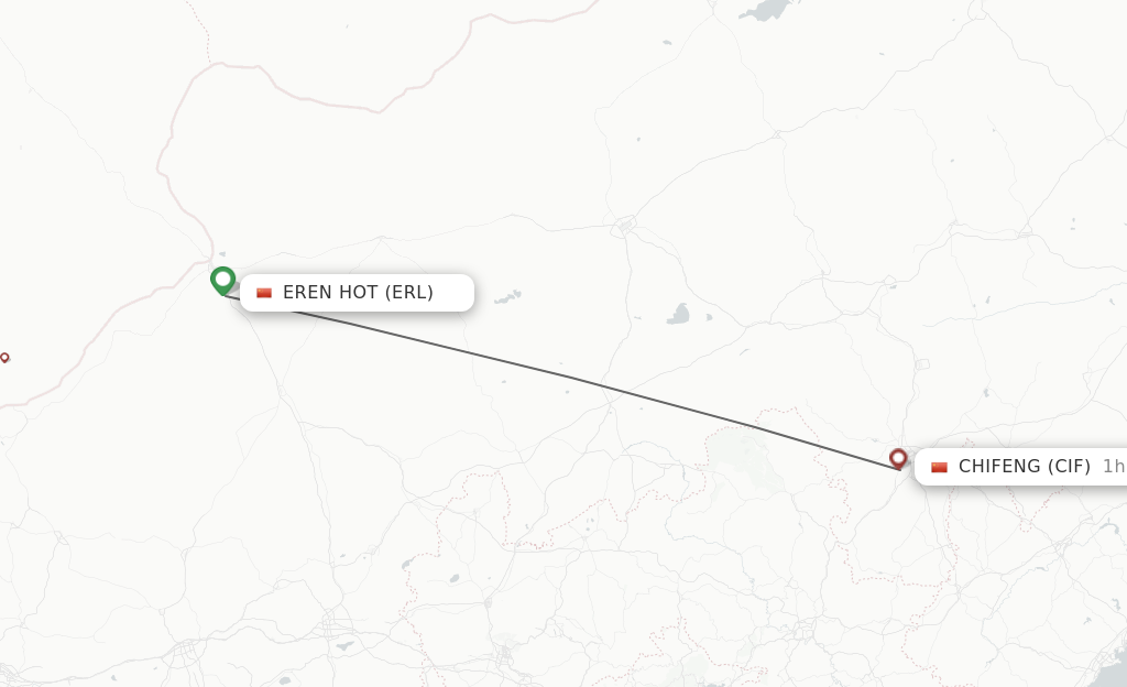 Flights from Eren Hot to Chifeng route map
