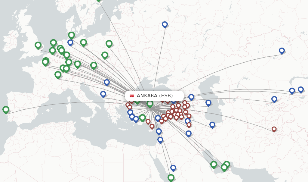 Ankara flight map