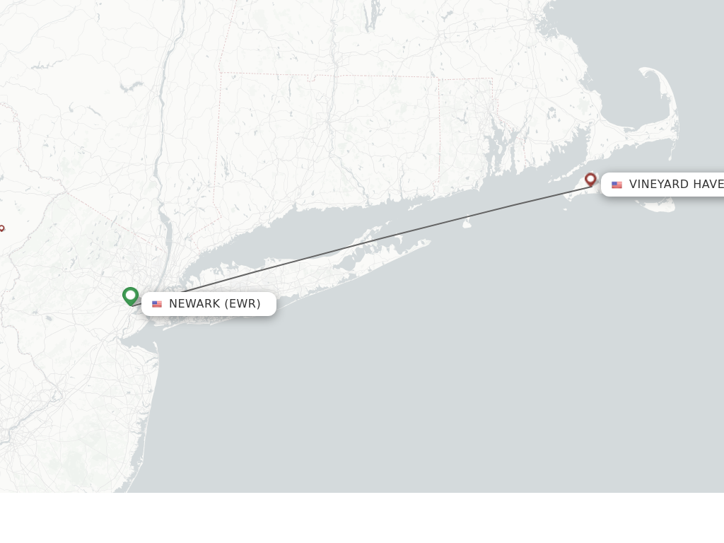 Flights from New York to Martha's Vineyard route map