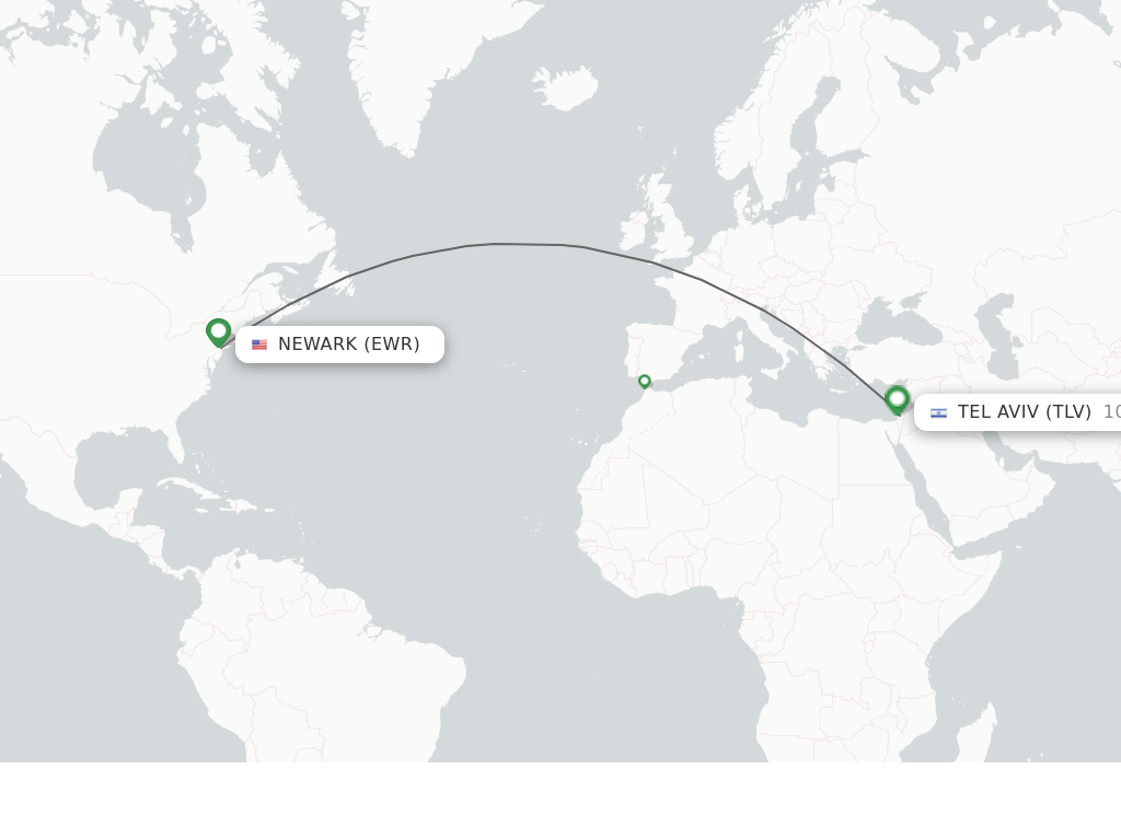 Flights from New York to Tel Aviv-Yafo route map